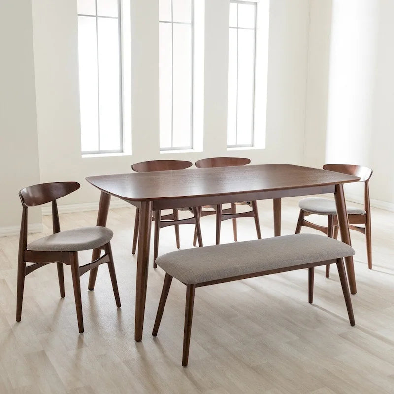 Ensemble de salle à manger moderne de 6 pièces en chêne moyen Carson Carrington Haapajarvi