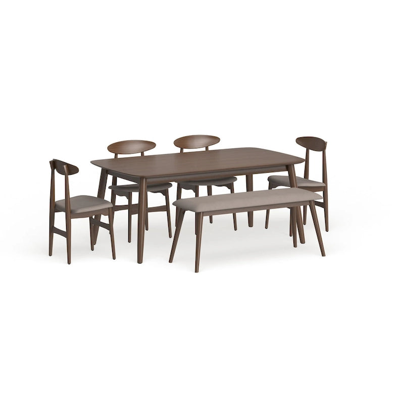 Ensemble de salle à manger moderne de 6 pièces en chêne moyen Carson Carrington Haapajarvi