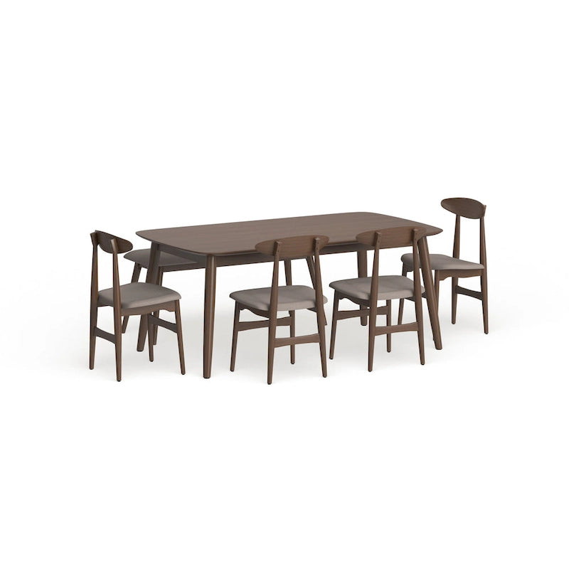 Ensemble de salle à manger moderne de 6 pièces en chêne moyen Carson Carrington Haapajarvi