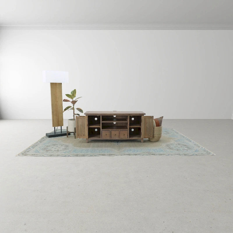 Petit meuble TV de 47 po de largeur, brun clair