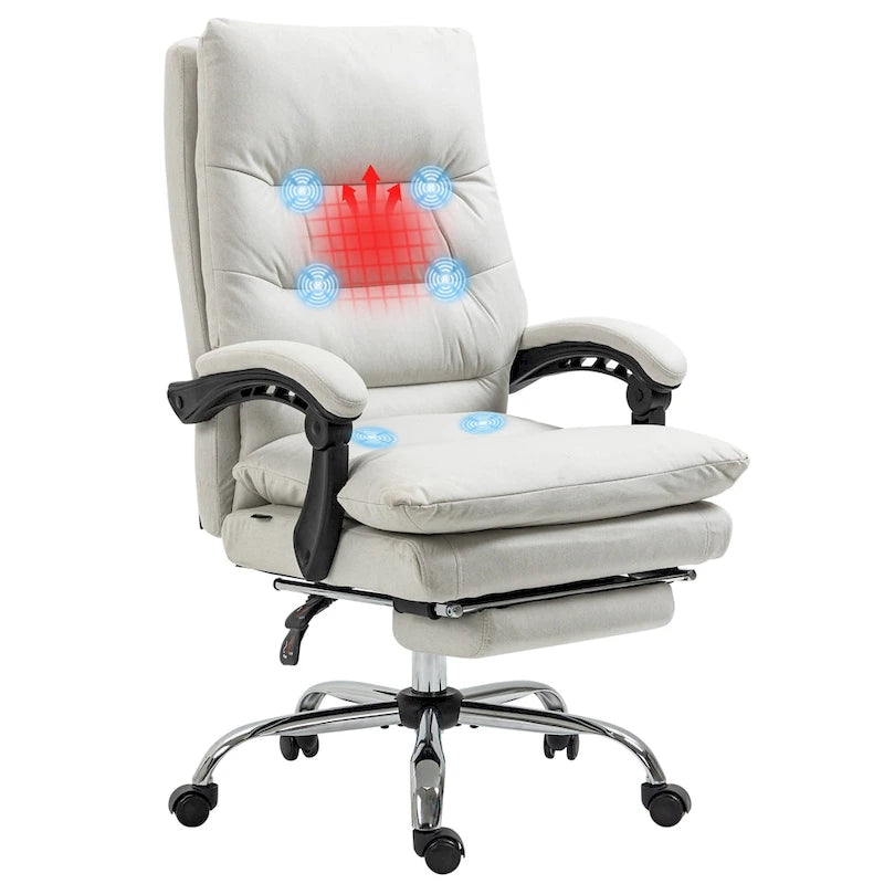 Fauteuil de bureau massant, chauffant et inclinable en microfibre Vinsetto avec vibrations