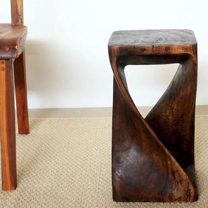 Tabouret tournant Haussmann Original en bois, 25,4 x 25,4 x 45,7 cm, huile moka - 10 x 10 x 18