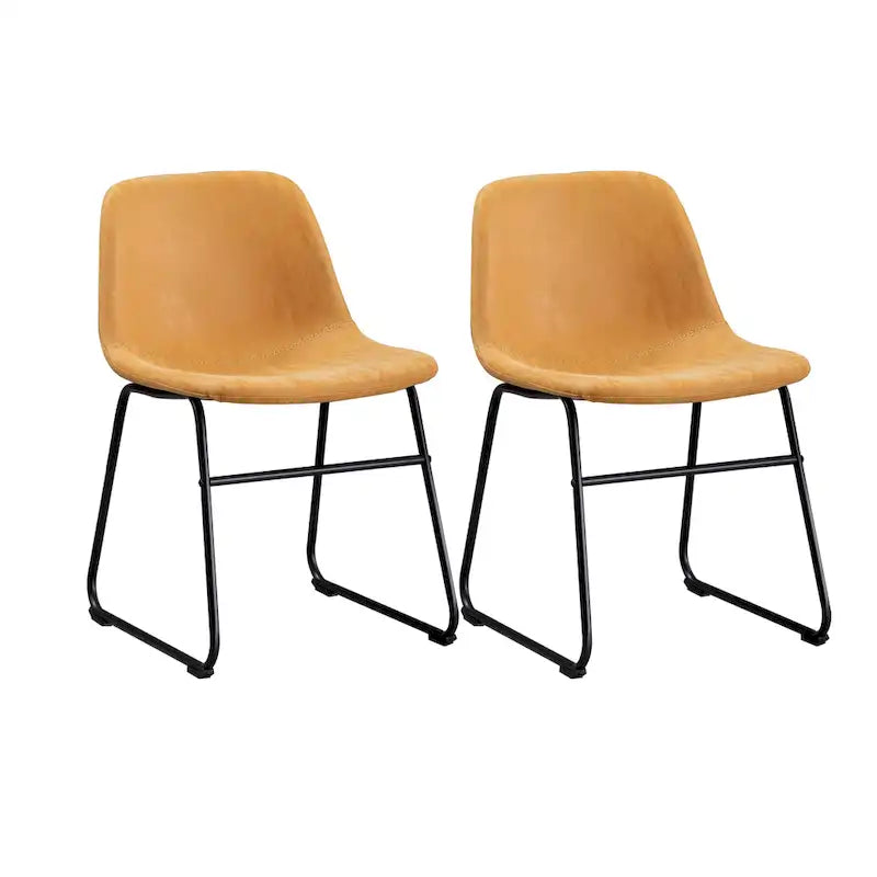 Chaises de salle à manger modernes en similicuir avec structure en métal (lot de 2) - Résistantes à l'eau