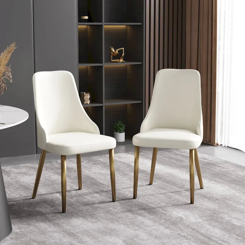 Chaises de salle à manger modernes en similicuir blanc crème (lot de 2) - S.O.