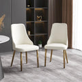 Chaises de salle à manger modernes en similicuir blanc crème (lot de 2) - S.O.