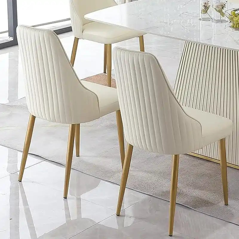 Chaises de salle à manger modernes en similicuir blanc crème (lot de 2) - S.O.