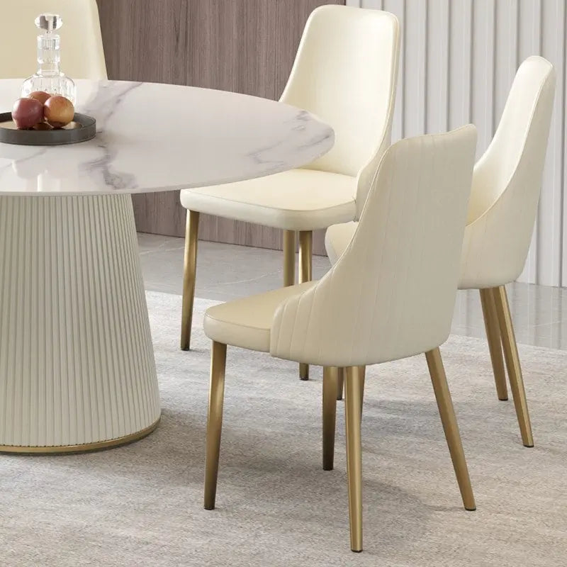 Chaises de salle à manger modernes en similicuir blanc crème (lot de 2) - S.O.