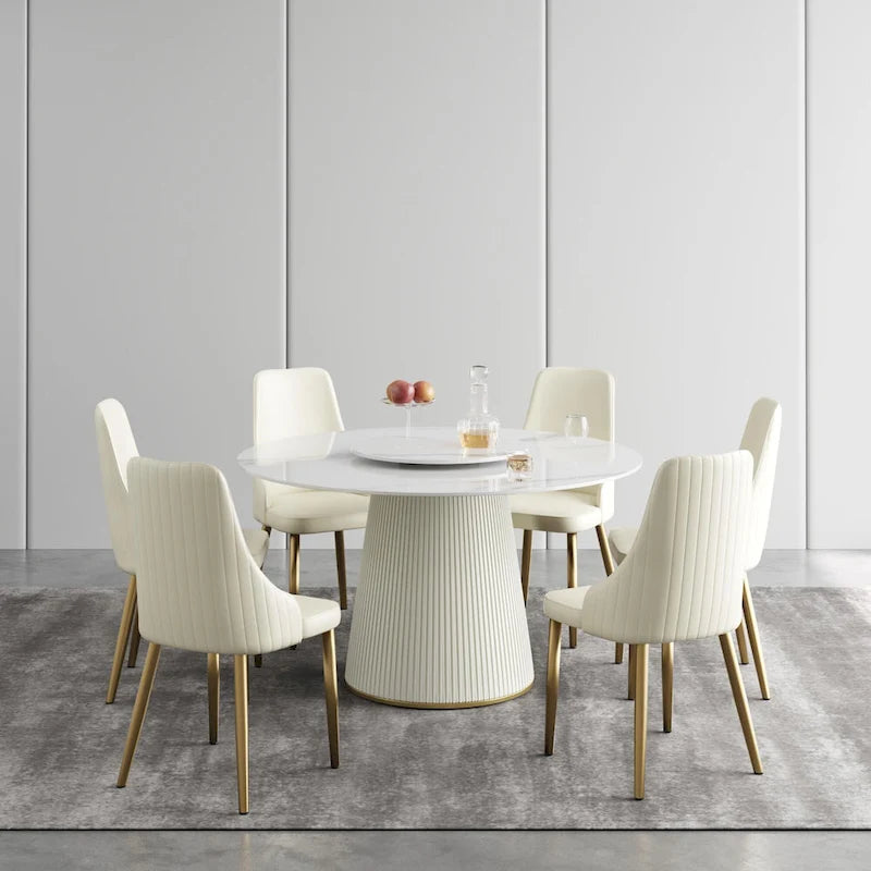 Chaises de salle à manger modernes en similicuir blanc crème (lot de 2) - S.O.