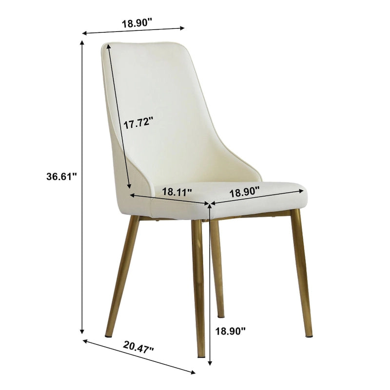 Chaises de salle à manger modernes en similicuir blanc crème (lot de 2) - S.O.