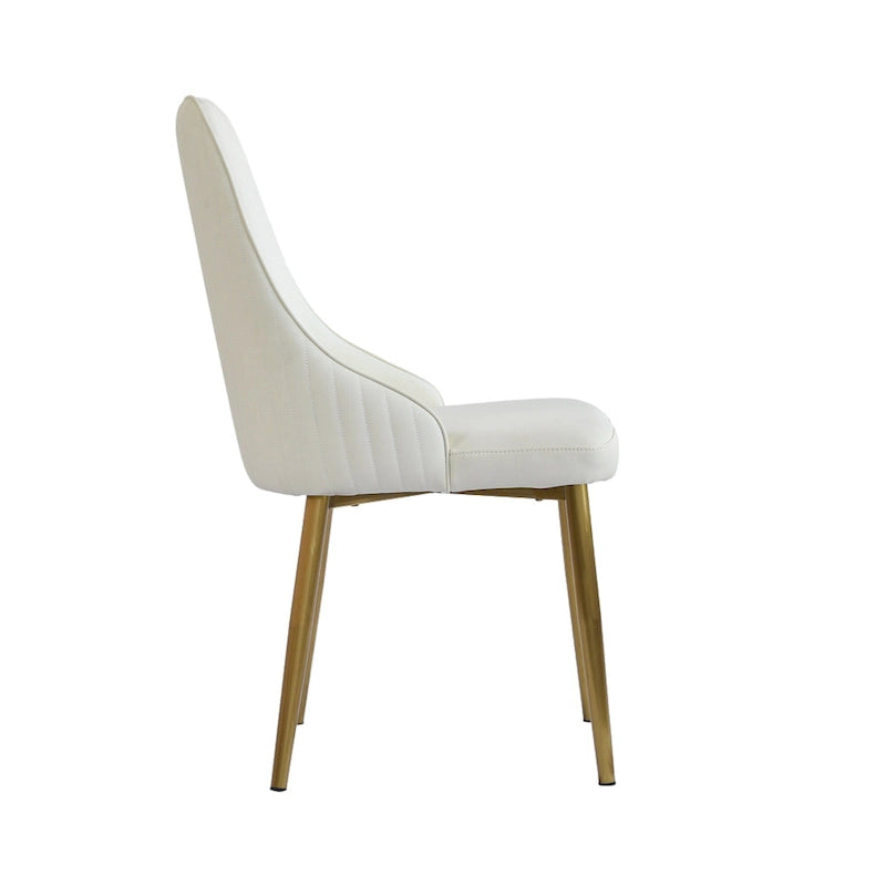 Chaises de salle à manger modernes en similicuir blanc crème (lot de 2) - S.O.