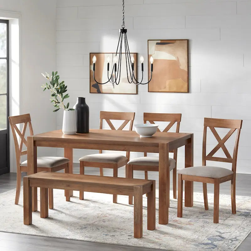 Ensemble de salle à manger Verdon 6 pièces Simple Living avec banc