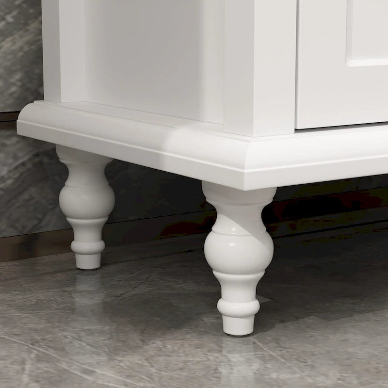 Meuble TV moderne blanc avec portes en verre et tiroirs console de divertissement - 70.9