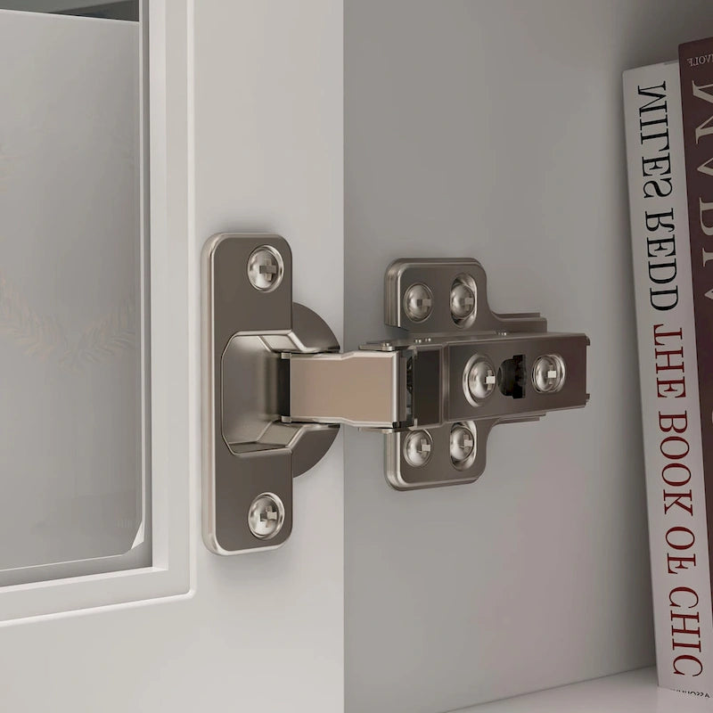 Meuble TV moderne blanc avec portes en verre et tiroirs console de divertissement - 70.9