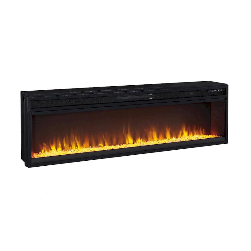 Accessoires de divertissement Insert de cheminée noir de 57 pouces de large