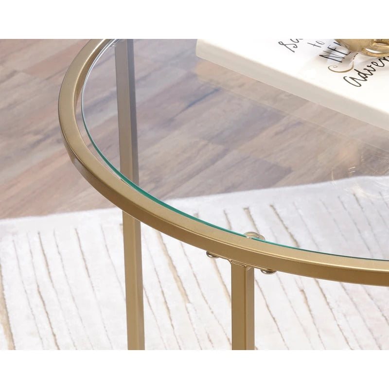 Table d'appoint ronde Int Lux or satiné