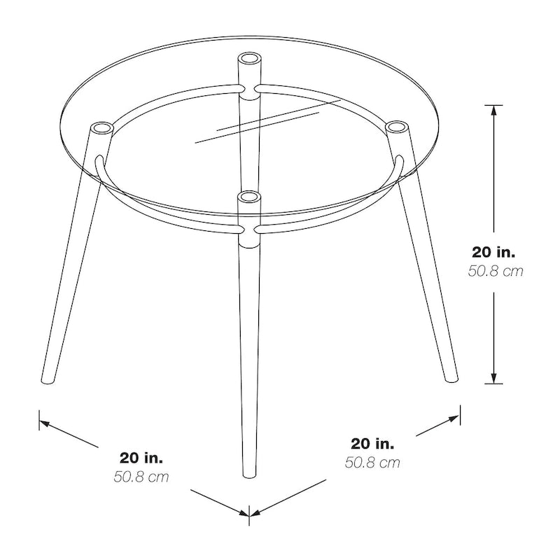Table d'appoint en verre ronde Mid-Century Brooklyn