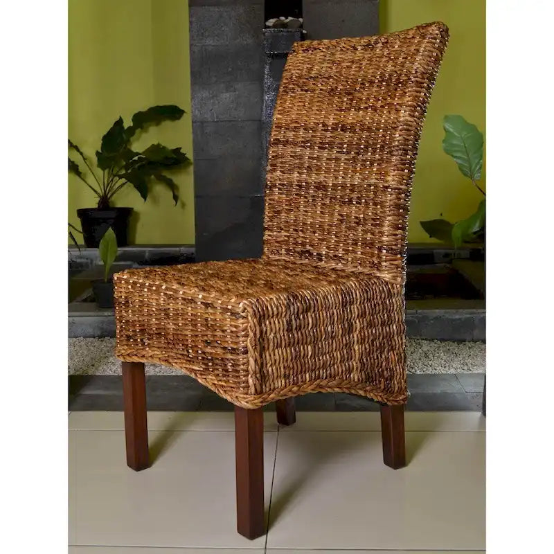 Chaises de salle à manger Arizona en abaca/acajou tissé (lot de 2)