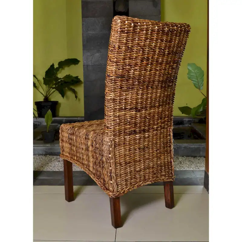 Chaises de salle à manger Arizona en abaca/acajou tissé (lot de 2)