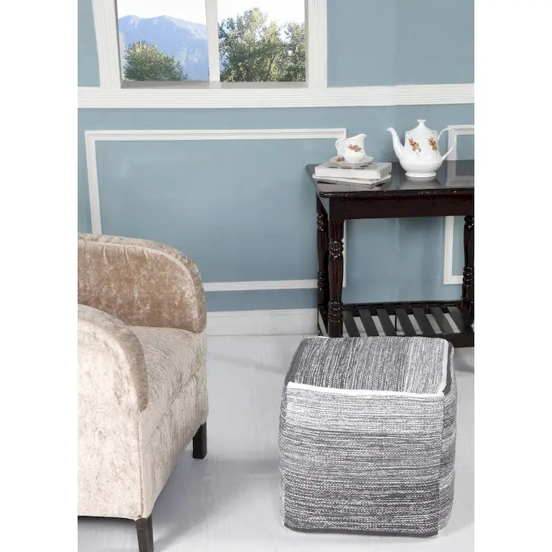 Pouf ottoman dégradé gris vieilli Sevita