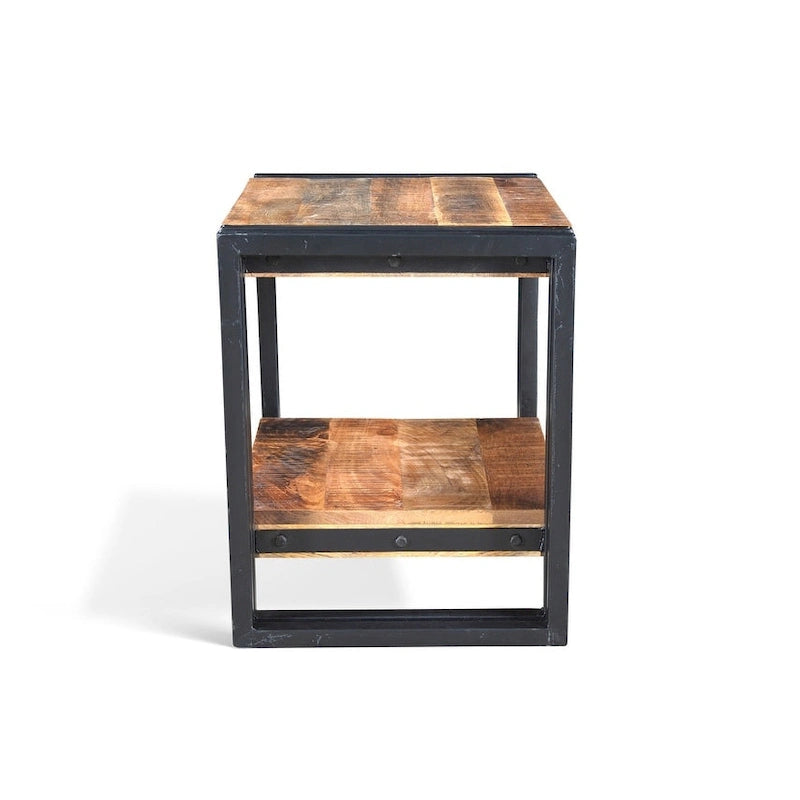 Table d'appoint en bois recyclé faite à la main (Inde) - 24 x 16 x 20