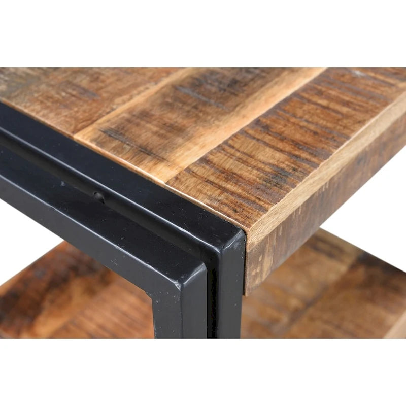 Table d'appoint en bois recyclé faite à la main (Inde) - 24 x 16 x 20