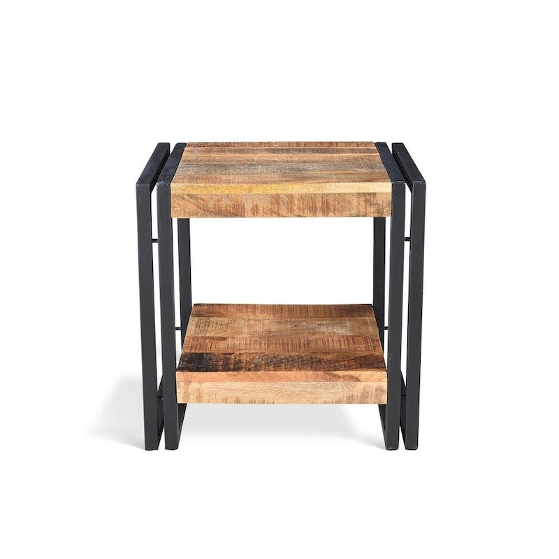 Table d'appoint en bois recyclé faite à la main (Inde) - 24 x 16 x 20