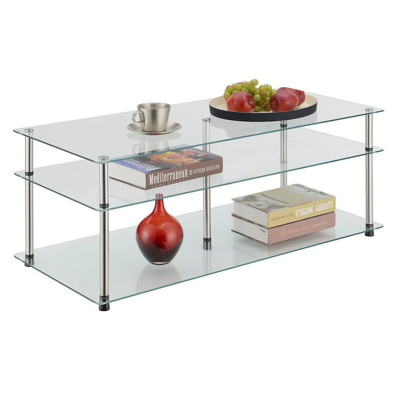 Table basse à 3 niveaux en verre Designs2Go Classic de Convenience Concepts
