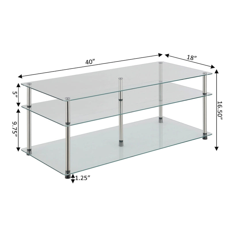 Table basse à 3 niveaux en verre Designs2Go Classic de Convenience Concepts