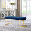 Banc contemporain Morden Fort, banc capitonné en velours avec pieds en métal pour entrée, chambre, salon