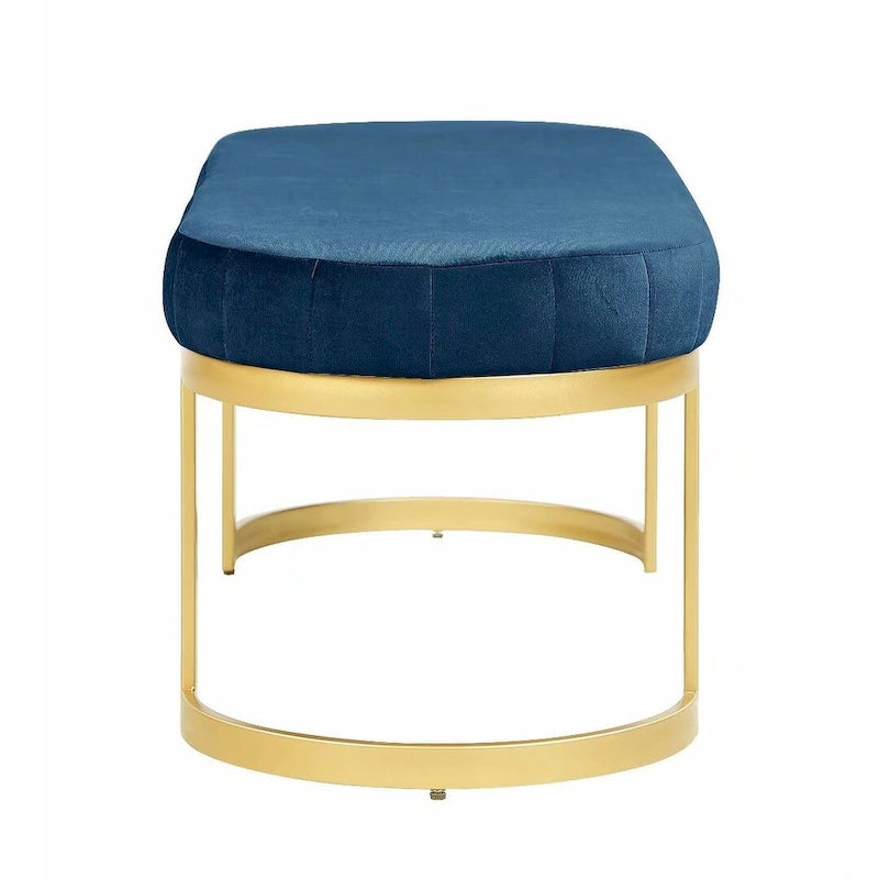Banc contemporain Morden Fort, banc capitonné en velours avec pieds en métal pour entrée, chambre, salon