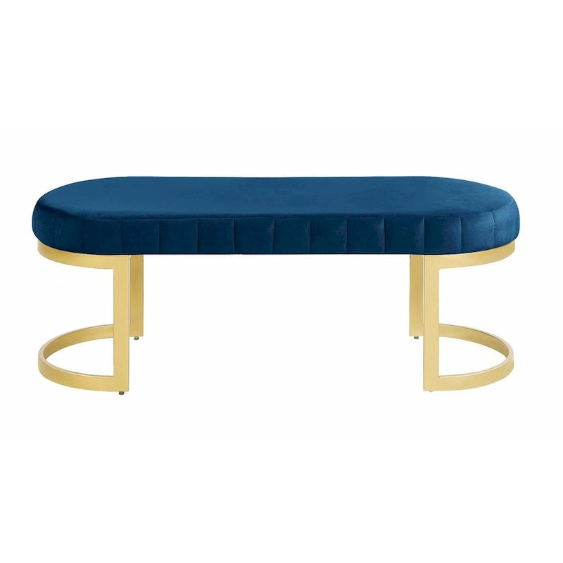 Banc contemporain Morden Fort, banc capitonné en velours avec pieds en métal pour entrée, chambre, salon