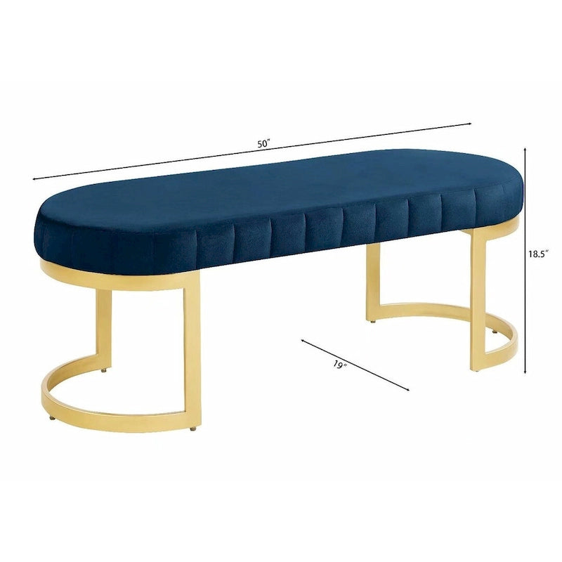 Banc contemporain Morden Fort, banc capitonné en velours avec pieds en métal pour entrée, chambre, salon