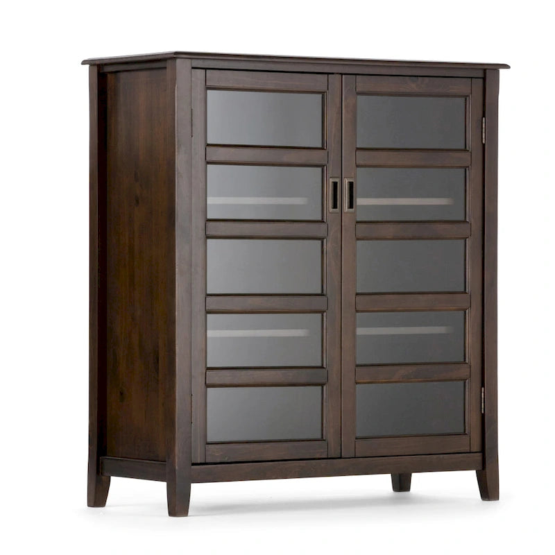 WYNDENHALL Portland Armoire de rangement de transition en BOIS MASSIF de 101,6 cm de large, couleur brun acajou - 101,6 cm L x 42,9 cm P x 111,8 cm H
