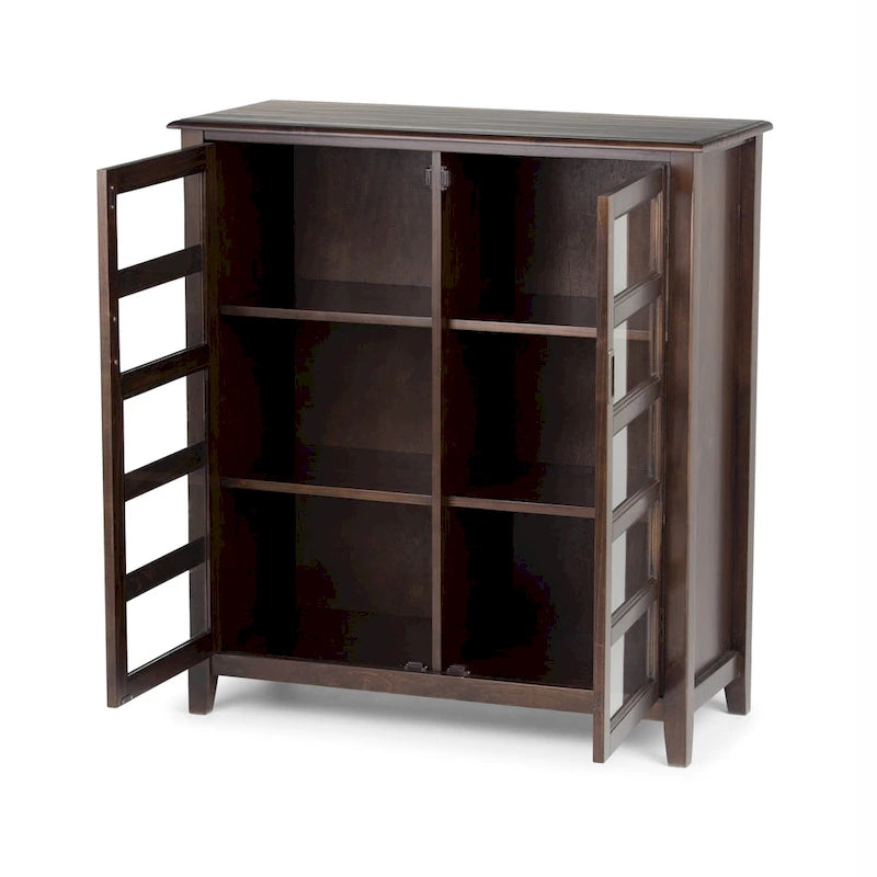 WYNDENHALL Portland Armoire de rangement de transition en BOIS MASSIF de 101,6 cm de large, couleur brun acajou - 101,6 cm L x 42,9 cm P x 111,8 cm H