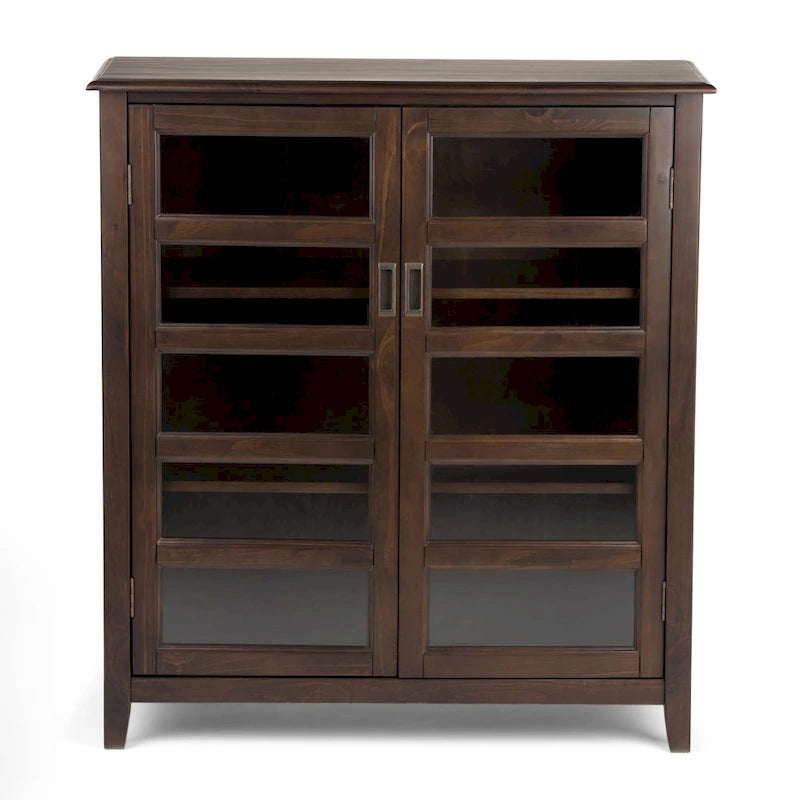 WYNDENHALL Portland Armoire de rangement de transition en BOIS MASSIF de 101,6 cm de large, couleur brun acajou - 101,6 cm L x 42,9 cm P x 111,8 cm H