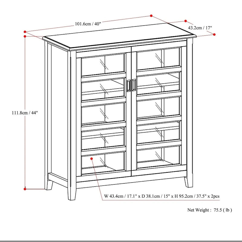 WYNDENHALL Portland Armoire de rangement de transition en BOIS MASSIF de 101,6 cm de large, couleur brun acajou - 101,6 cm L x 42,9 cm P x 111,8 cm H