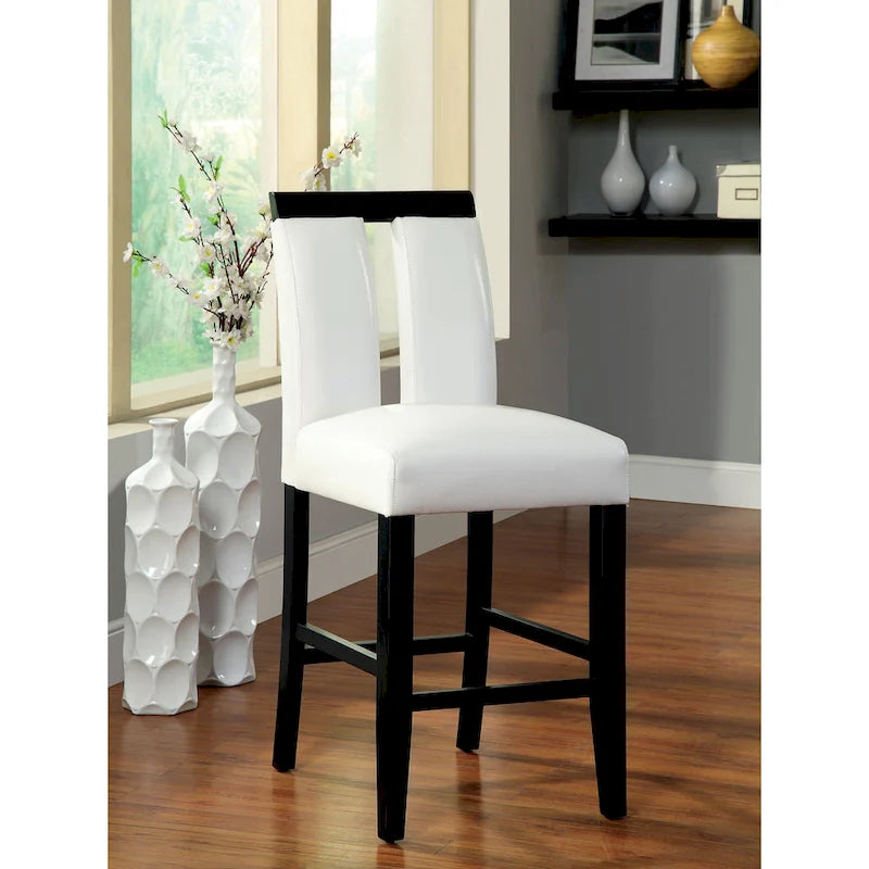 Ensemble de table à manger Blanton en bois massif noir contemporain 5 pièces à hauteur de comptoir avec LED de Furniture of America