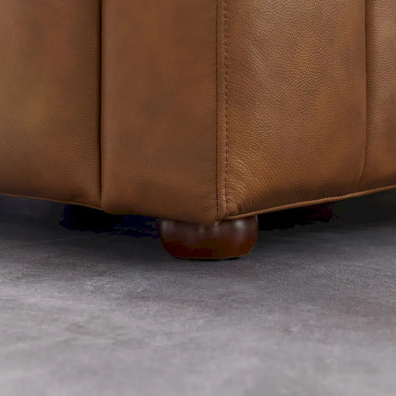 Canapé Designer en Cuir Pleine Fleur Clarence Mid-Century de Couleur Tan