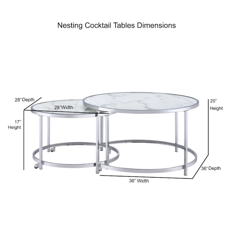 Table basse gigogne ronde Steve Silver Realm, 2 pièces