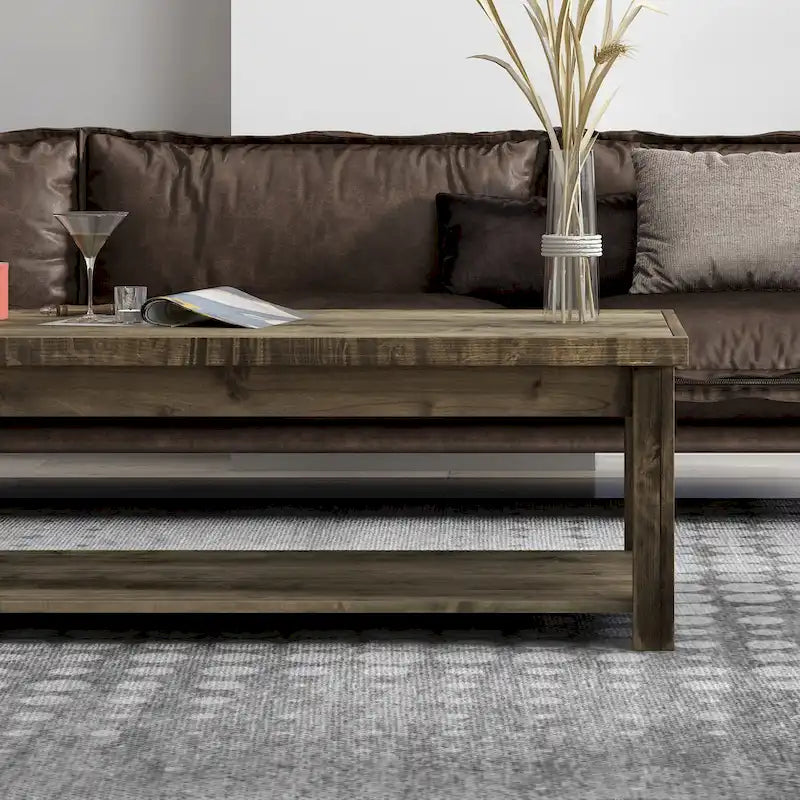 Table basse Bridgevine Home Joshua Creek de 48 pouces, aucun assemblage requis, finition bois de grange