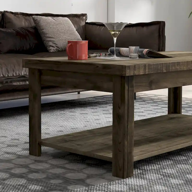 Table basse Bridgevine Home Joshua Creek de 48 pouces, aucun assemblage requis, finition bois de grange