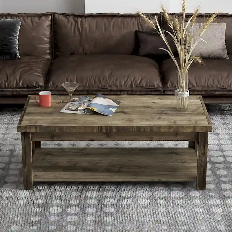 Table basse Bridgevine Home Joshua Creek de 48 pouces, aucun assemblage requis, finition bois de grange