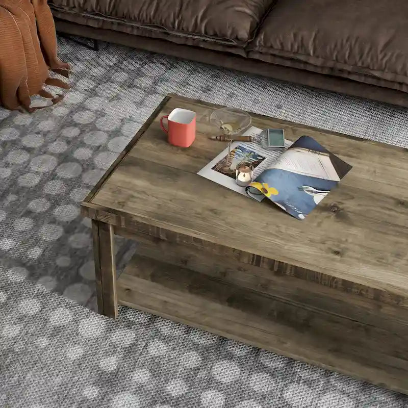 Table basse Bridgevine Home Joshua Creek de 48 pouces, aucun assemblage requis, finition bois de grange