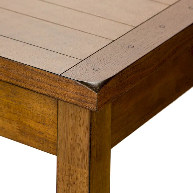 Ensemble de salle à manger Treasures Rustic Oak 5 pièces avec plateau massif et dossier en forme de gerbe