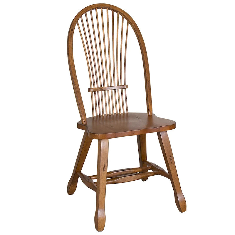 Ensemble de salle à manger Treasures Rustic Oak 5 pièces avec plateau massif et dossier en forme de gerbe
