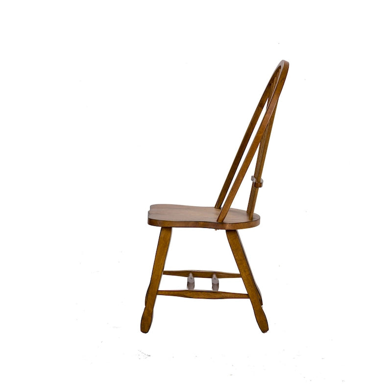 Ensemble de salle à manger Treasures Rustic Oak 5 pièces avec plateau massif et dossier en forme de gerbe