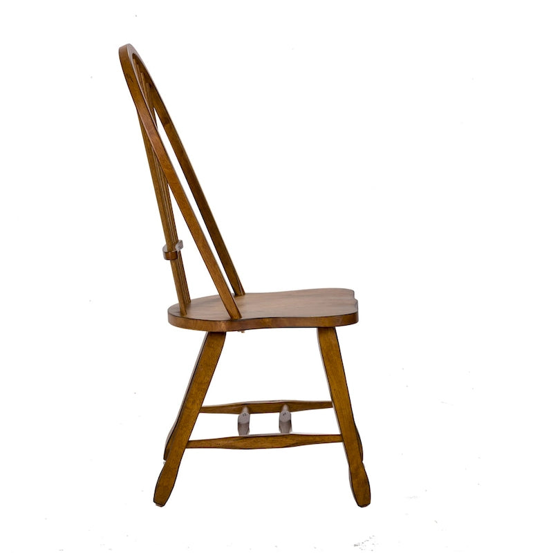 Ensemble de salle à manger Treasures Rustic Oak 5 pièces avec plateau massif et dossier en forme de gerbe