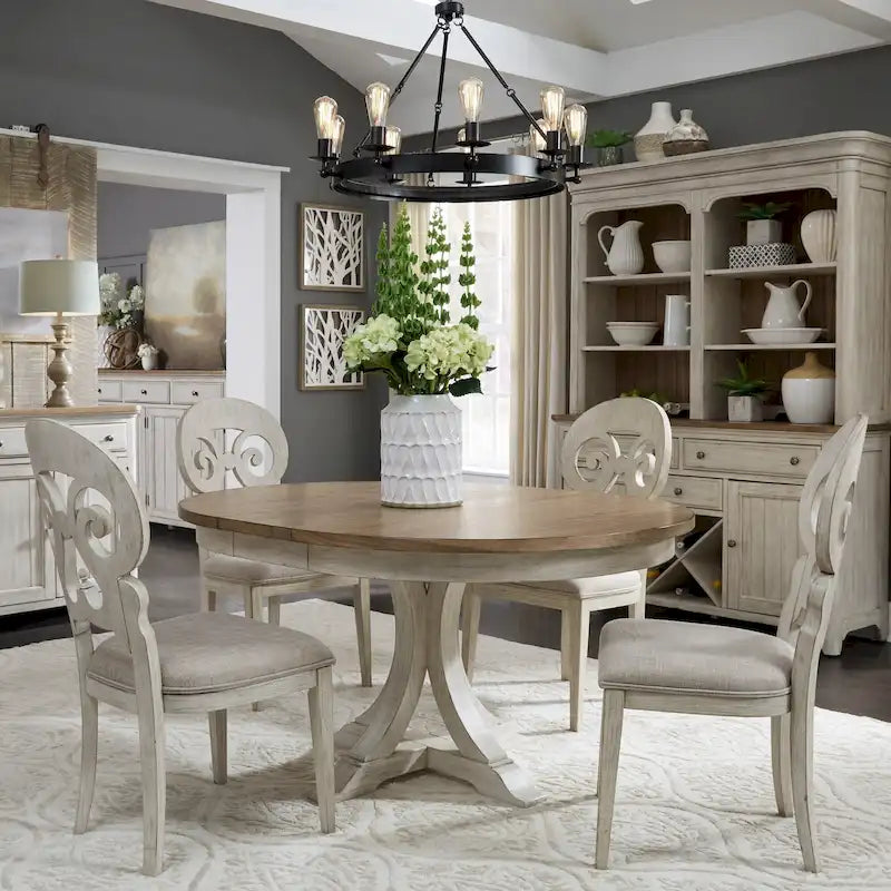 Ensemble de 5 pièces de table sur pied blanc antique « Farmhouse Reimagined »