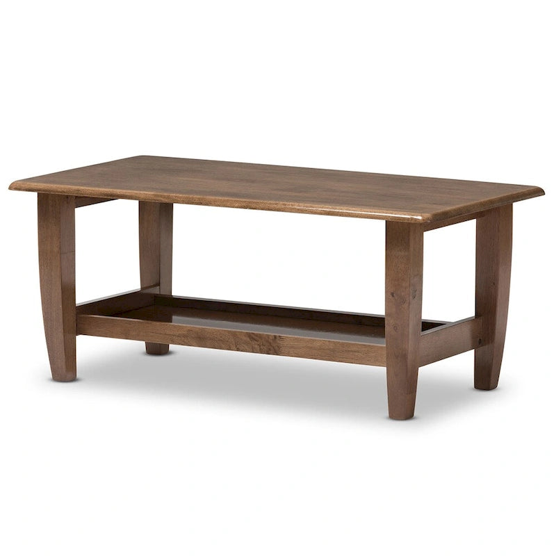 Table basse en bois au fini noyer de style moderne Mid-century Phanessa de Baxton Studio