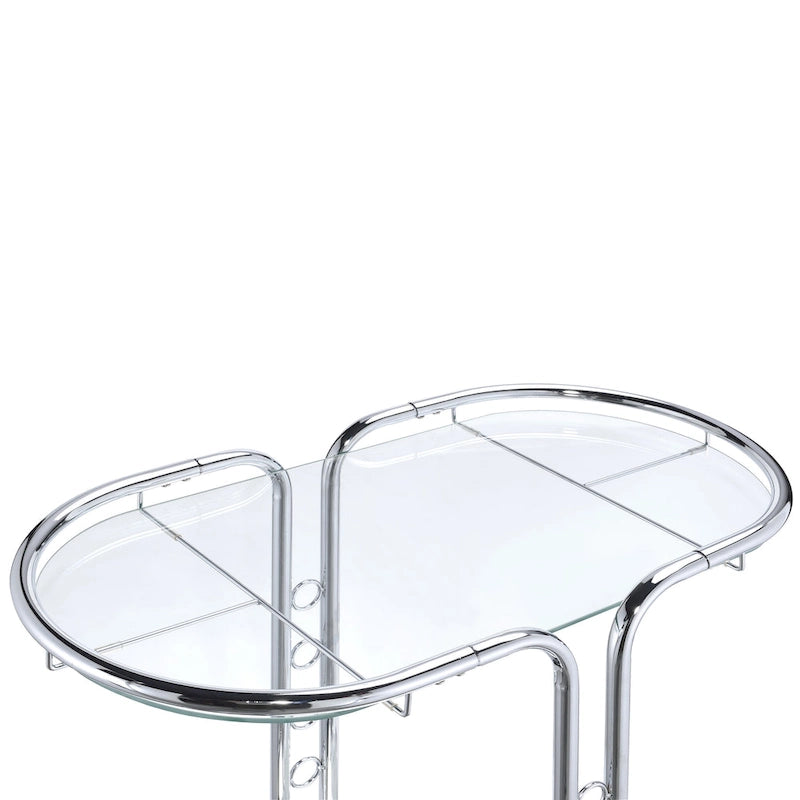 Desserte Daxton moderne en chrome et verre trempé sur roulettes par Furniture of America